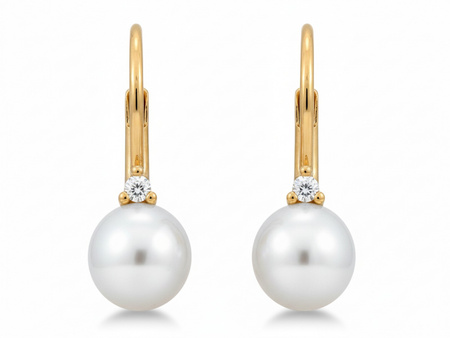 Kolczyki złote angielskie z perłą