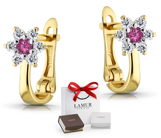 Złote kolczyki 585 dla dziewczynki - kwiatki