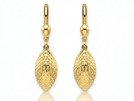 Kolczyki złote angielskie z wiszącym owalnym elementem