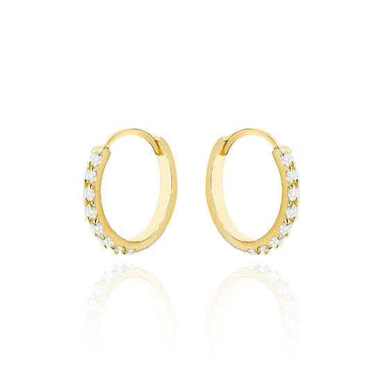 Złote kolczyki kółeczka 585 minimalistyczne z cyrkoniami 