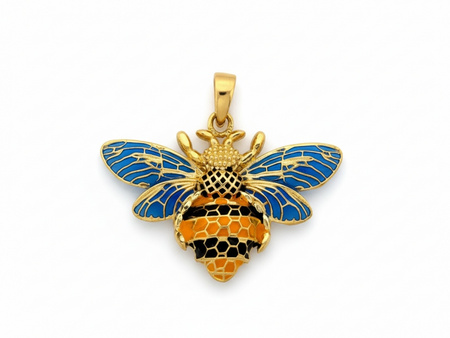 Zawieszka złota duża pszczoła z emalią