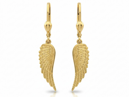 Kolczyki złote wiszące skrzydła angielskie