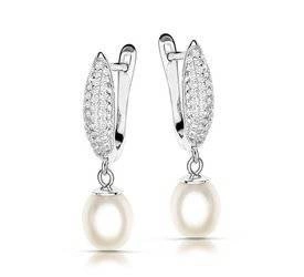 Srebrne kolczyki 925 z perłami i diamentowymi cyrkoniami