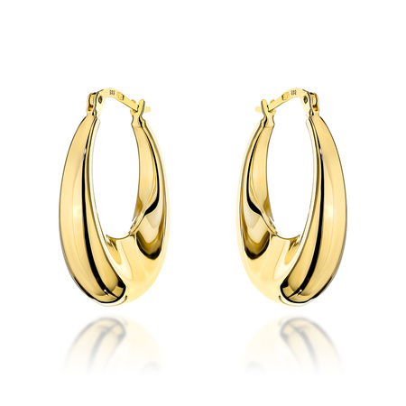 Złote kolczyki 585 duże gładkie owalne koła