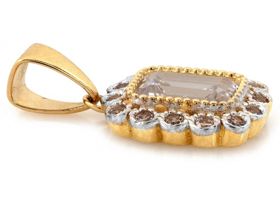 Zawieszka złota prostokątna z cyrkoniami