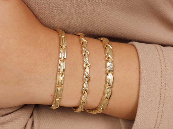 Bransoletka złota elementowa prostokątne elementy