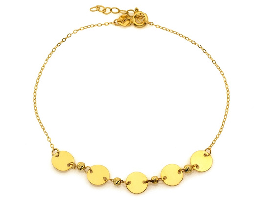 Złota bransoletka łańcuszek z kółeczkami