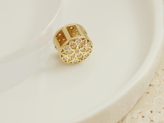 Zawieszka złoty charms do bransoletki beads z cyrkoniami