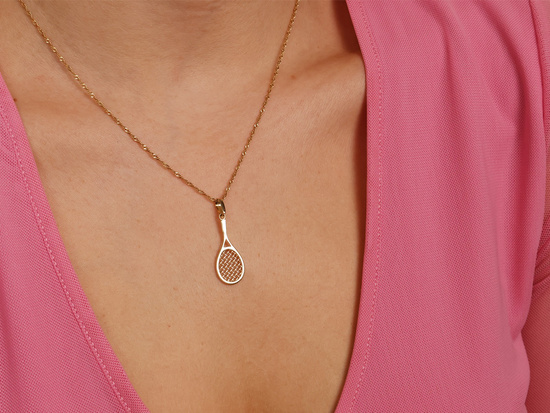 Złota zawieszka paletka rakieta tenisowa