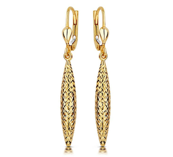 Złote kolczyki 375 wiszące - diamentowane