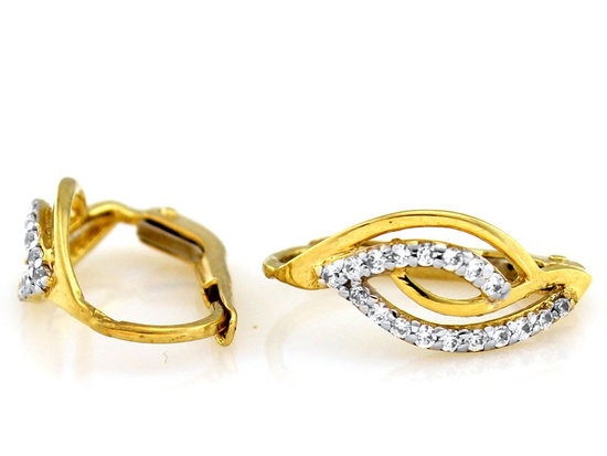 Kolczyki złote z cyrkoniami na angielskim zapięciu