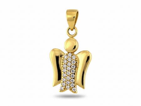 Złota zawieszka ANIOŁEK z cyrkoniami