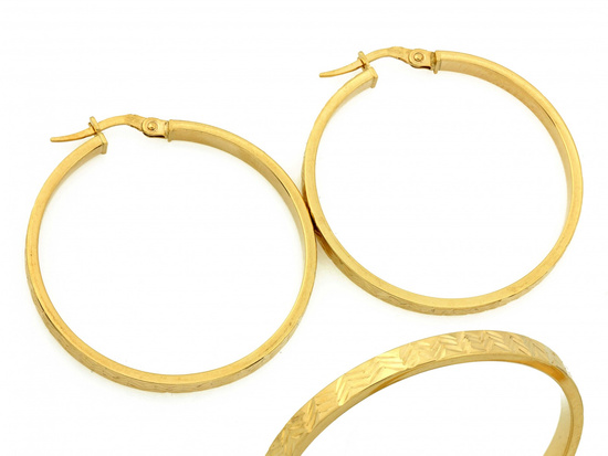 Złote kolczyki diamentowane szerokie koła 35mm