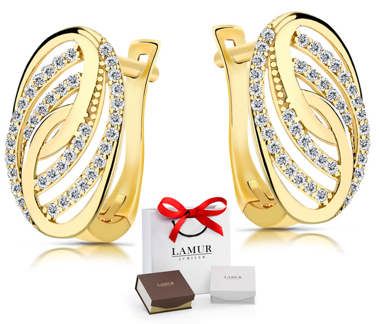 Złote kolczyki 585 z cyrkoniami - klasyczne