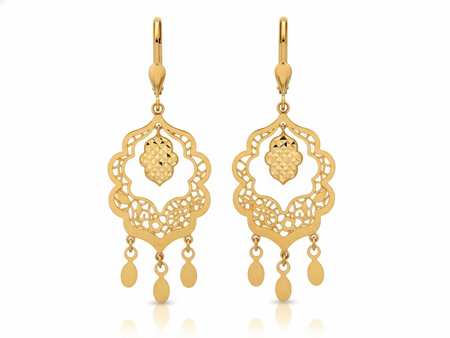 Kolczyki złote wiszące ażurowe duże ruchome