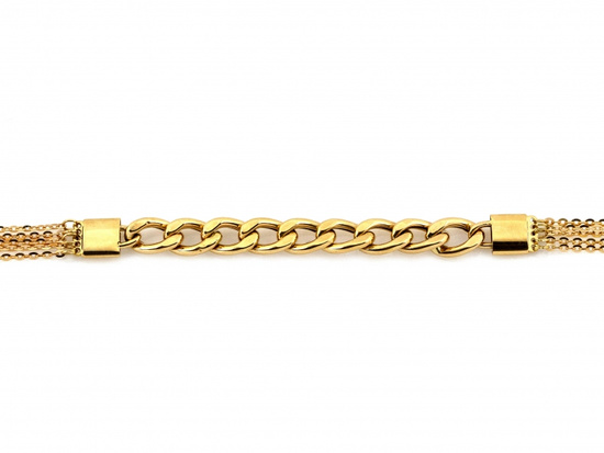 Bransoletka złota szeroka z łączonych łańcuszków elementowa