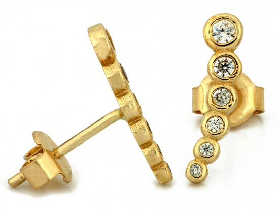 Kolczyki delikatne sztyfty z kamieniami przy uchu