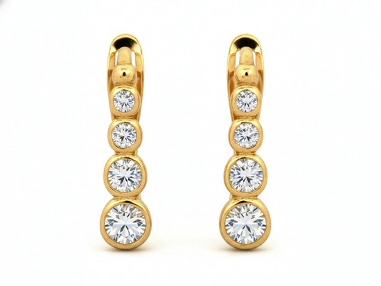 Kolczyki złote angielskie z cyrkoniami eleganckie subtelne