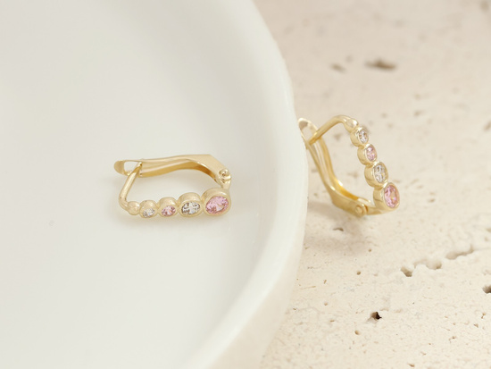 Kolczyki złote subtelne z cyrkoniami angielskie