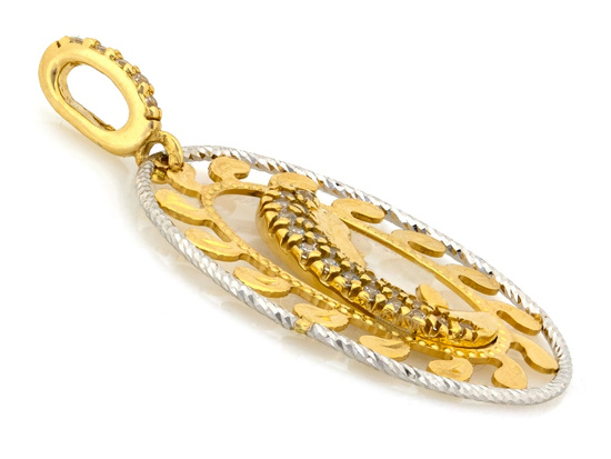 Zawieszka złoty medalik Matka Boża w modlitwie owalny ażurowy