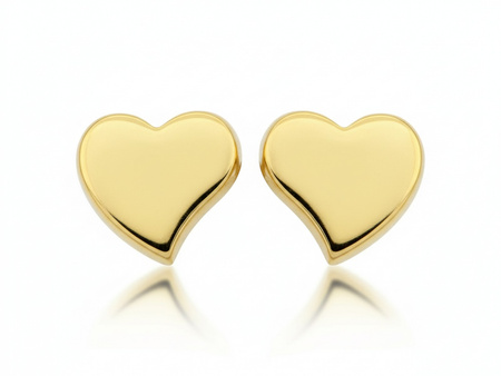 Kolczyki złote błyszczące serce na sztyfcie