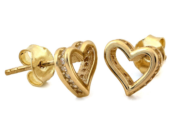 Kolczyki złote serca na sztyfcie 