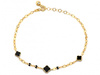 Bransoletka złota trzy czarne kwiatki koniczynki