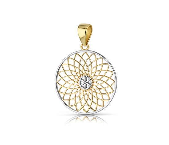 Złota zawieszka 375 - ażurowe koło fantazyjne