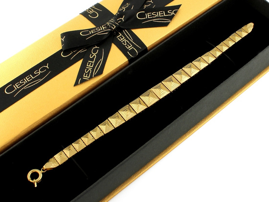 Bransoleta złota z kwadratowych elementów różnej wielkości