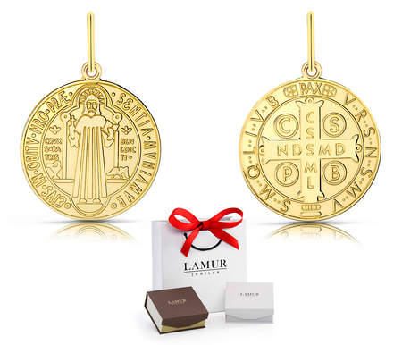 Złoty medalik benedyktyński 585 - zawieszka