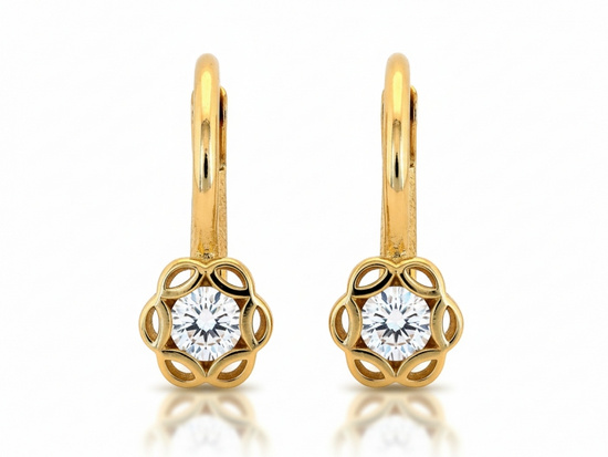 Kolczyki złote delikatne dyskretne z cyrkonią