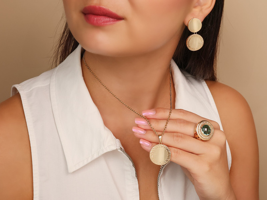 Kolczyki złote duże z dwóch okrągłych elementów