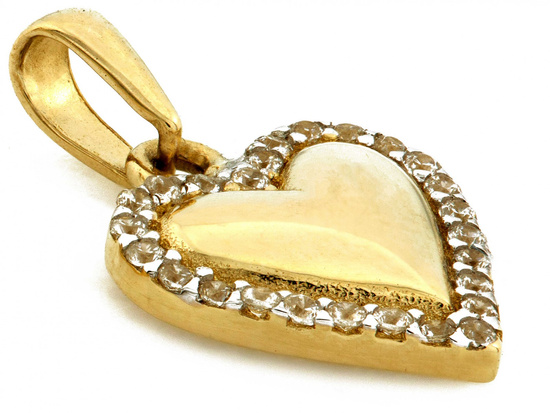 Złoty wisiorek serce z cyrkoniami
