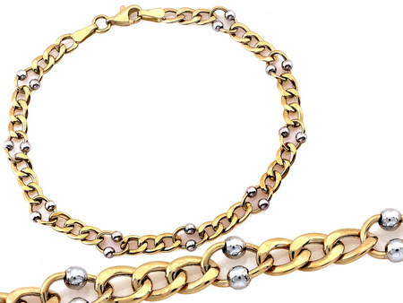 Złota bransoletka z błyszczących ogniw dwukolorowych