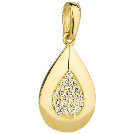 Złota zawieszka 585 - łezka z cyrkoniami 