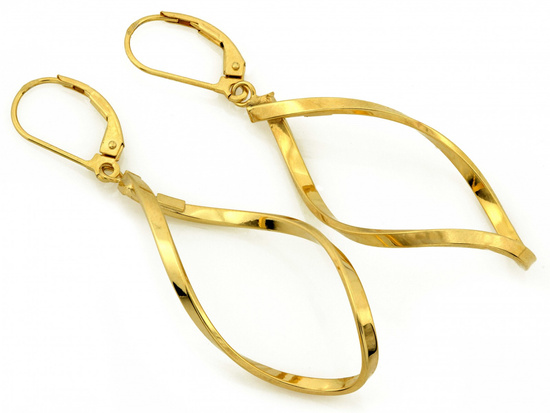 Kolczyki złote długie sztywne wiszące