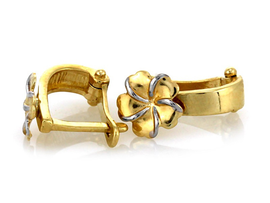 Kolczyki złote dla dziewczynki z dwukolorowym kwiatkiem