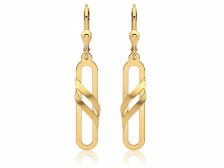 Złote kolczyki długie sztywne efektowne angielskie zapięcie