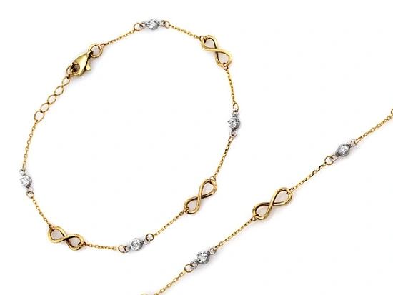 Bransoletka złota z cyrkoniami i nieskończonościami