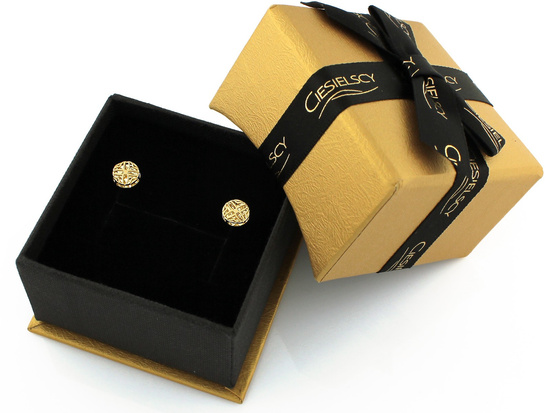 Kolczyki złote ażurowe okrągłe na sztyfcie