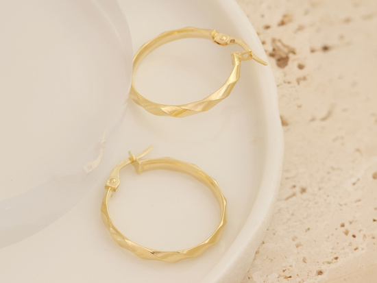 Kolczyki złote koła kółka zdobione 26mm