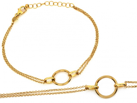 Bransoletka złota z dwóch łańcuszków złączonych kółkiem