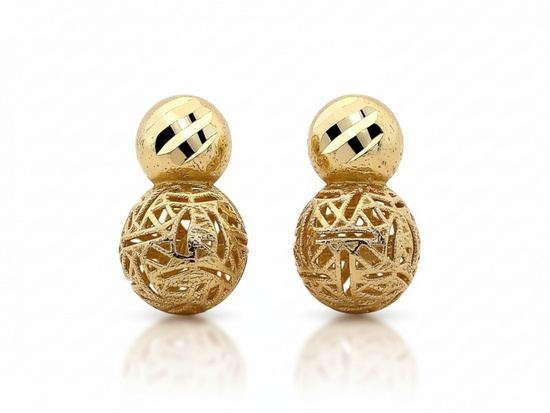 Złote kolczyki dwie kulki na sztyfcie
