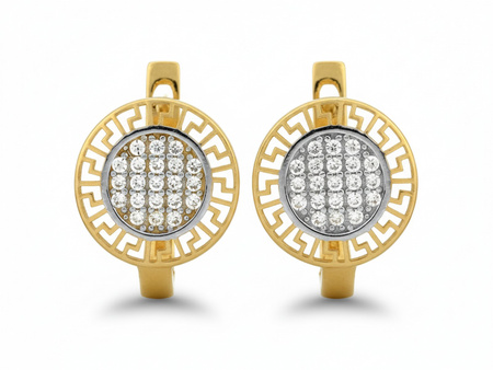 Kolczyki złote angielskie okrągłe z cyrkoniami