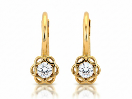 Kolczyki złote delikatne dyskretne z cyrkonią