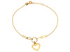Złota bransoletka modna z wiszącym sercem