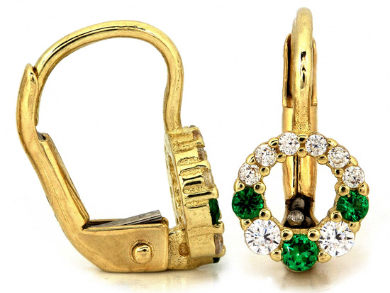 Kolczyki złote angielskie z cyrkoniami