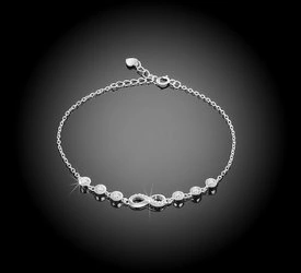 Bransoletka srebrna 925 z diamentowymi cyrkoniami - nieskończoność