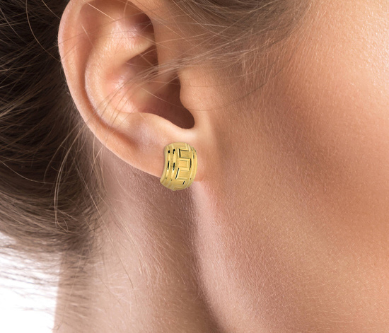 Złote kolczyki 585 diamentowane - greckie