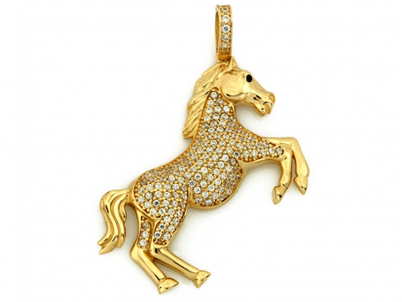 Zawieszka złota duży koń z cyrkoniami